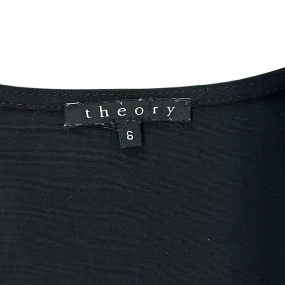 Theory Tie Front Kenza Dress Sleeveless Black Pleated V Neck A Line Womens 6 - Picture 4 of 6